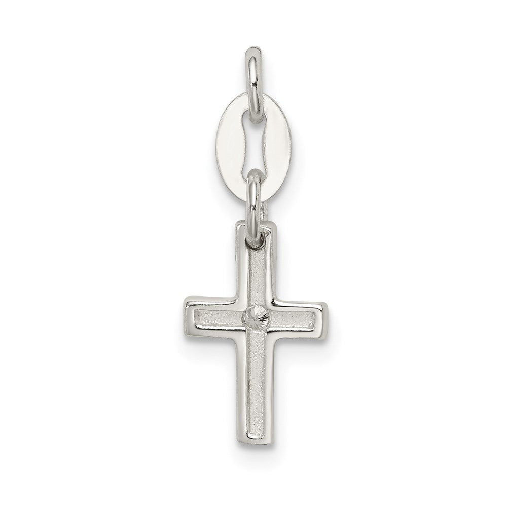 Sterling Silver & CZ Polished Cross Charm QC6647