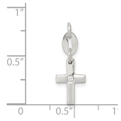 Sterling Silver & CZ Polished Cross Charm QC6647