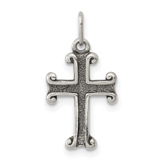 Sterling Silver Antiqued Cross Charm QC6658