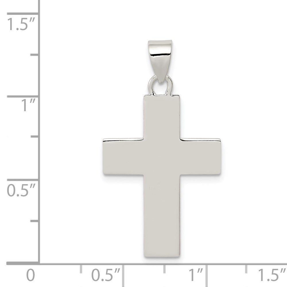 Sterling Silver Rhodium-plated Polished Lords Prayer Cross Pendant QC6661