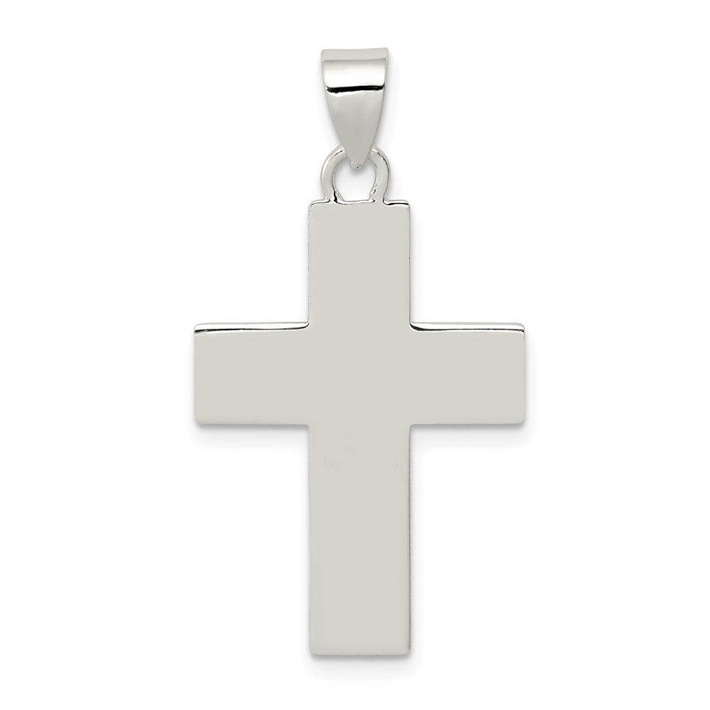 Sterling Silver Rhodium-plated Polished Lords Prayer Cross Pendant QC6661