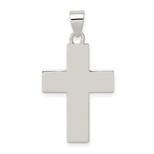 Sterling Silver Rhodium-plated Polished Lords Prayer Cross Pendant QC6661