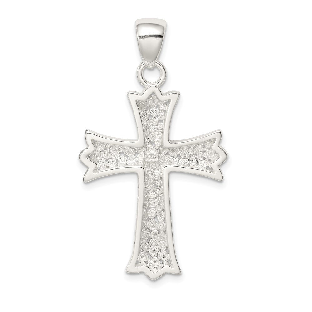 Sterling Silver Rhodium-plated Polished Filigree Cross Pendant QC6672
