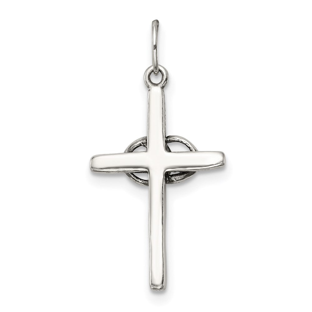 Sterling Silver Antiqued Wedding Cross Charm QC6673