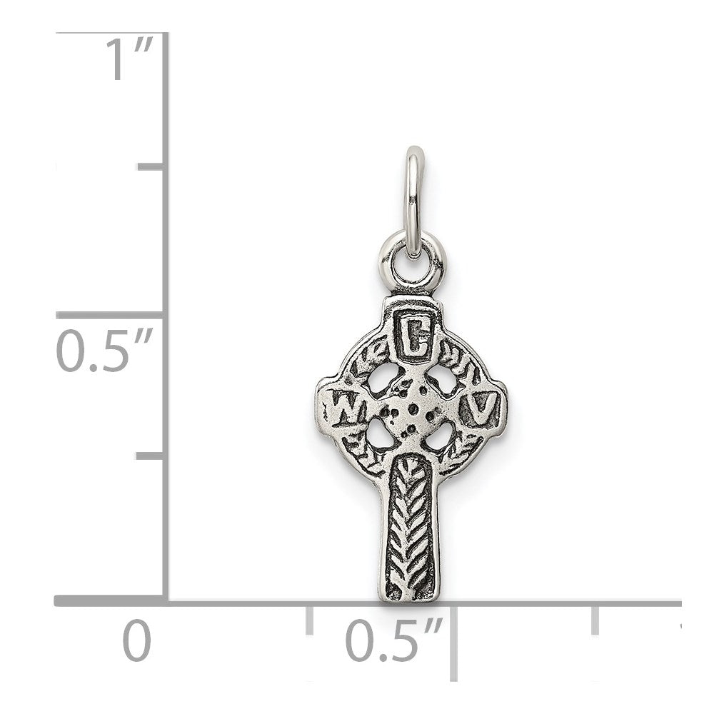 Sterling Silver Antiqued Celtic Cross Charm QC6678