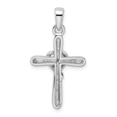 Sterling Silver Rhodium-plated White CZ Heart Cross Pendant QC6683