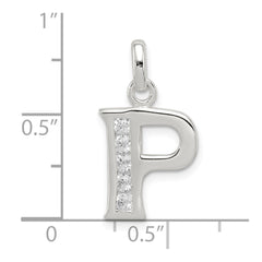 Sterling Silver White CZ Letter P Initial Pendant QC6716P