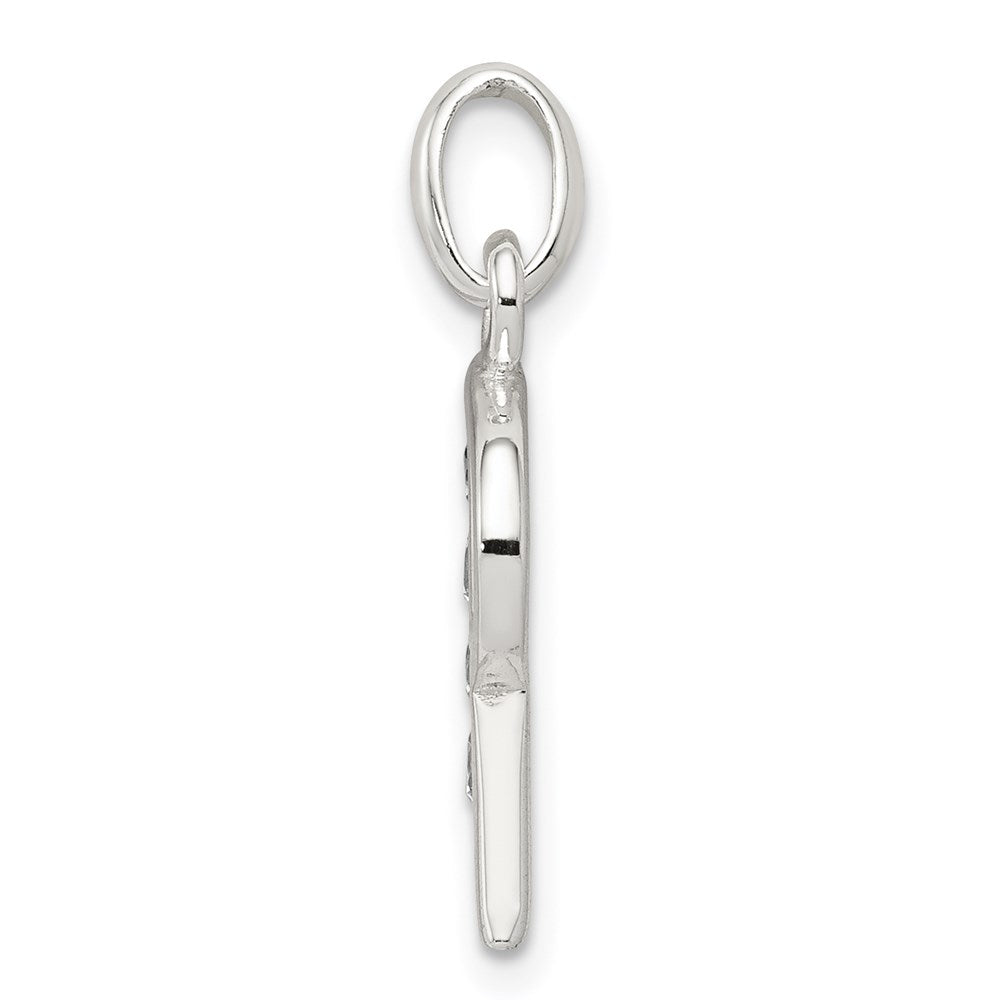 Sterling Silver White CZ Letter R Initial Pendant QC6716R