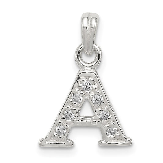 Sterling Silver CZ Letter A Initial Pendant QC6717A