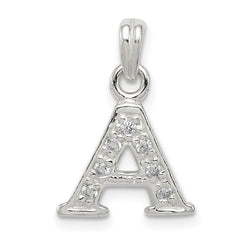 Sterling Silver CZ Letter A Initial Pendant QC6717A