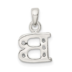 Sterling Silver CZ Letter B Initial Pendant QC6717B