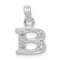 Sterling Silver CZ Letter B Initial Pendant QC6717B