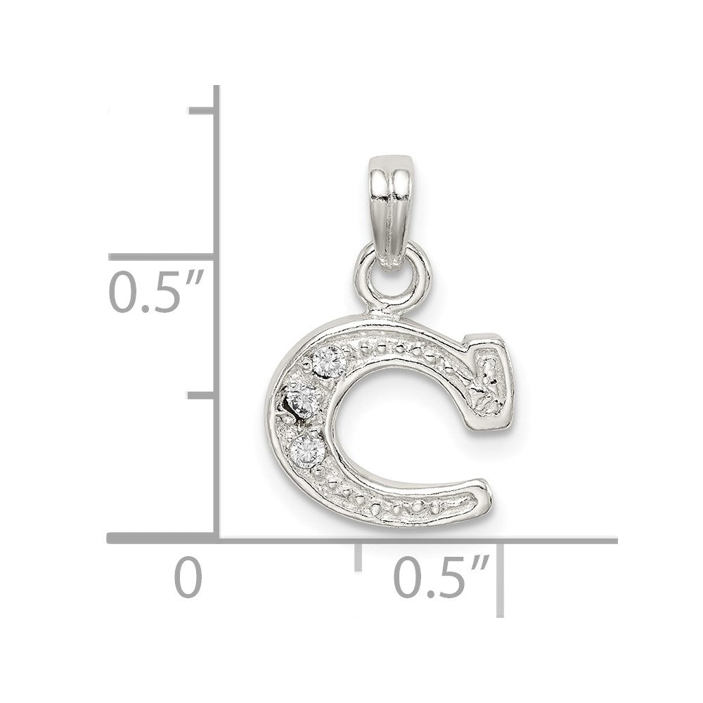 Sterling Silver CZ Letter C Initial Pendant QC6717C