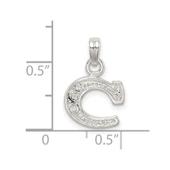 Sterling Silver CZ Letter C Initial Pendant QC6717C