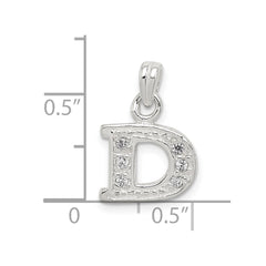 Sterling Silver CZ Letter D Initial Pendant QC6717D