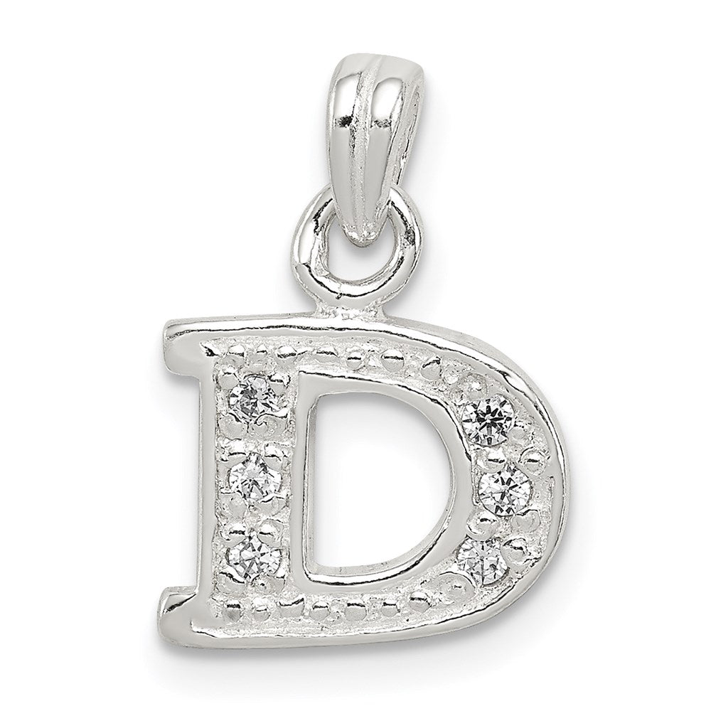 Sterling Silver CZ Letter D Initial Pendant QC6717D