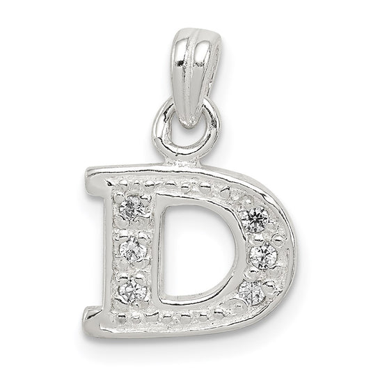 Sterling Silver CZ Letter D Initial Pendant QC6717D