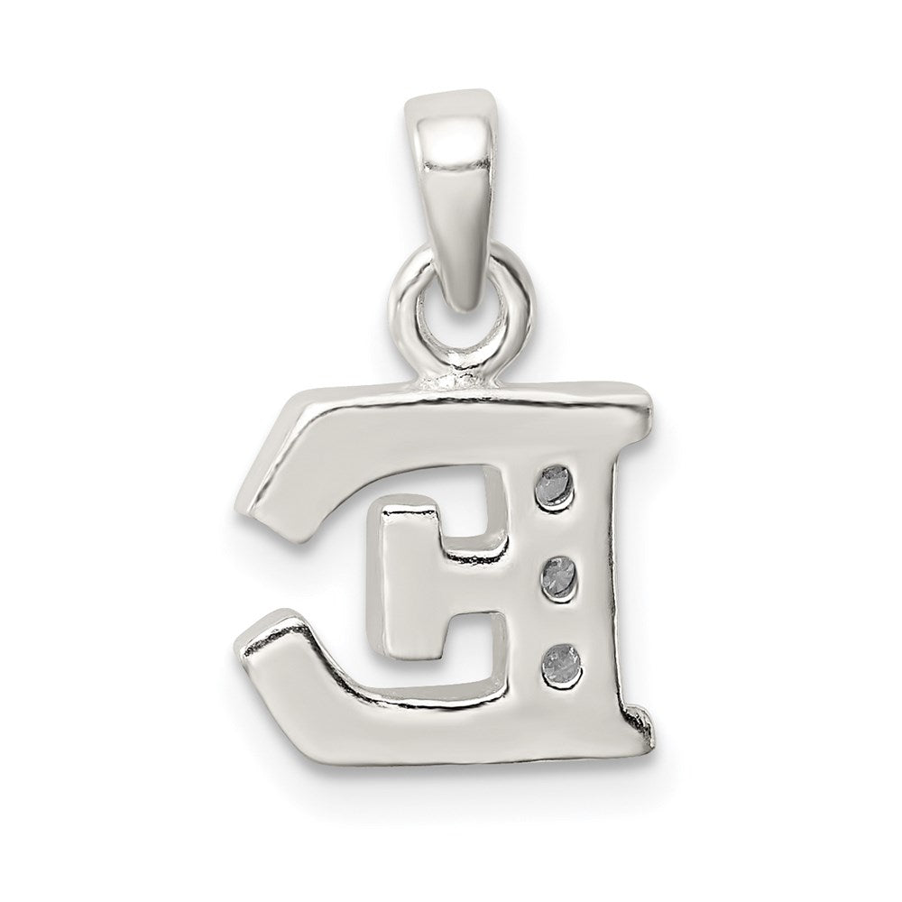 Sterling Silver CZ Letter E Initial Pendant QC6717E