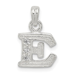 Sterling Silver CZ Letter E Initial Pendant QC6717E