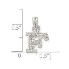 Sterling Silver CZ Letter F Initial Pendant QC6717F