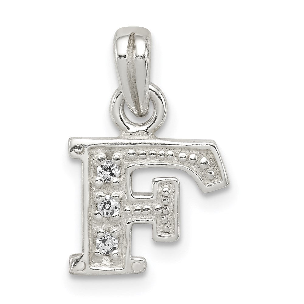 Sterling Silver CZ Letter F Initial Pendant QC6717F