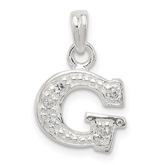Sterling Silver CZ Letter G Initial Pendant QC6717G