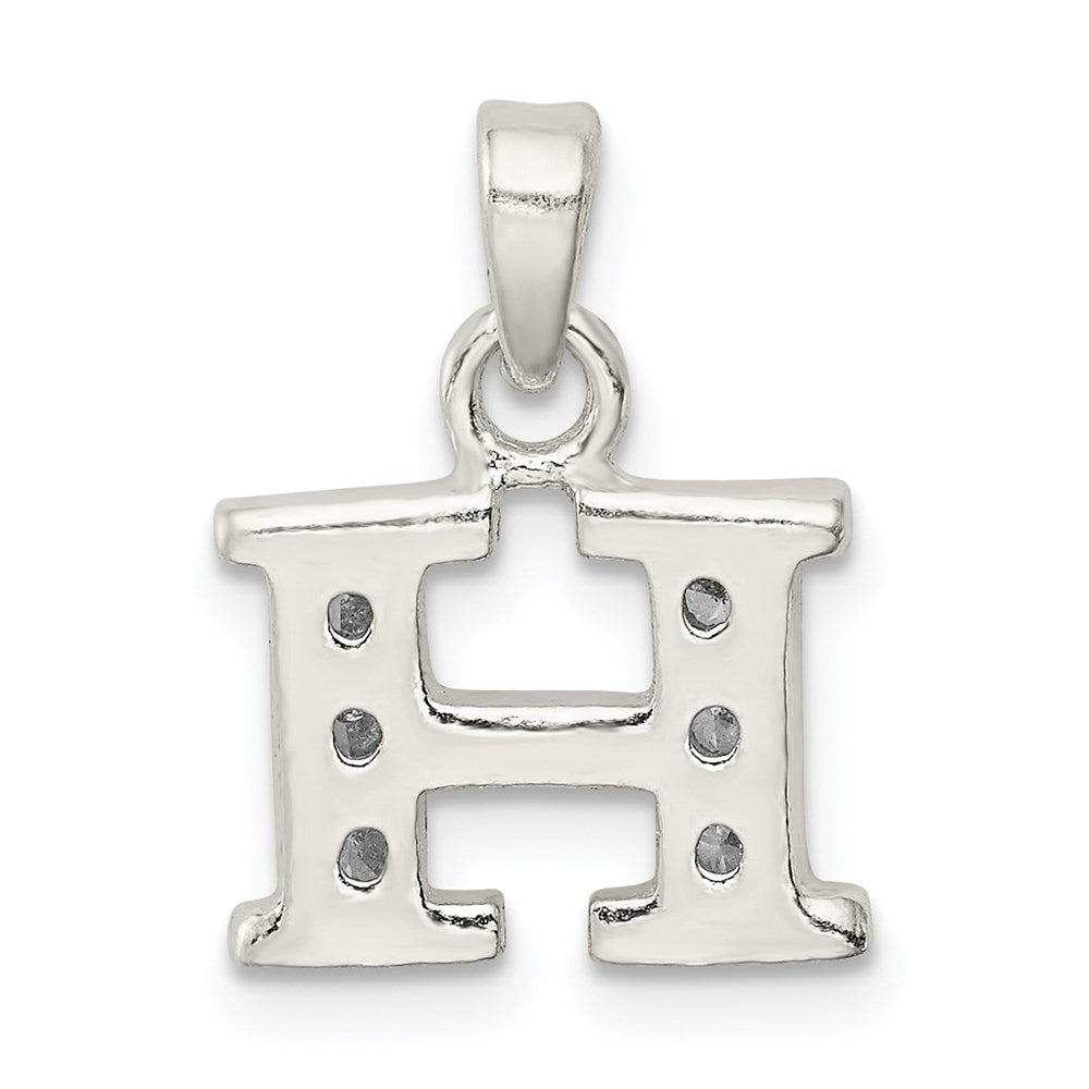 Sterling Silver CZ Letter H Initial Pendant QC6717H
