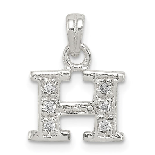 Sterling Silver CZ Letter H Initial Pendant QC6717H