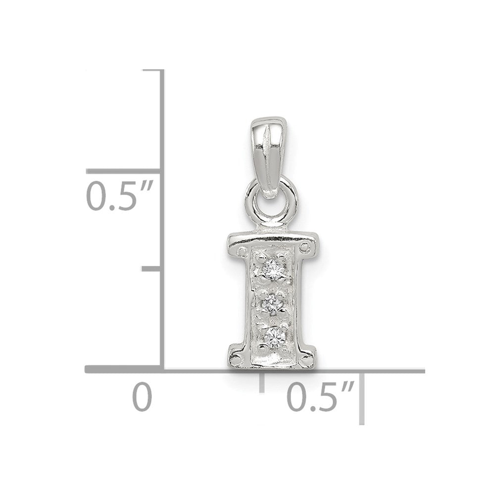Sterling Silver CZ Letter I Initial Pendant QC6717I