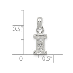 Sterling Silver CZ Letter I Initial Pendant QC6717I