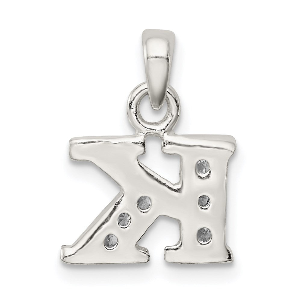 Sterling Silver CZ Letter K Initial Pendant QC6717K
