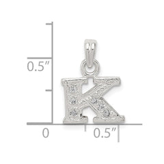 Sterling Silver CZ Letter K Initial Pendant QC6717K
