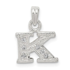 Sterling Silver CZ Letter K Initial Pendant QC6717K