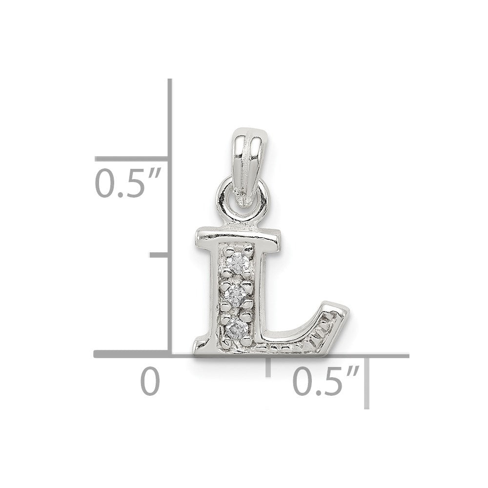 Sterling Silver CZ Letter L Initial Pendant QC6717L