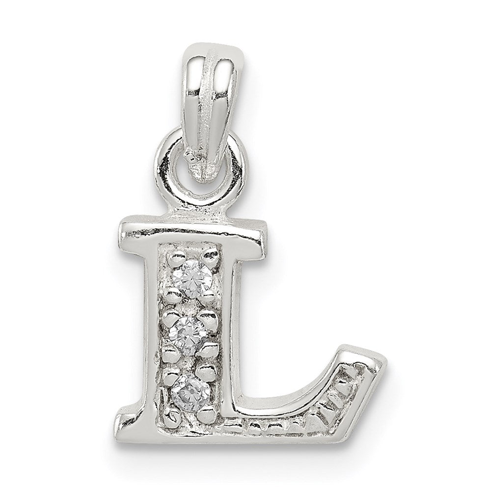 Sterling Silver CZ Letter L Initial Pendant QC6717L