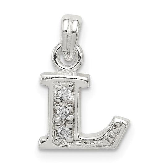 Sterling Silver CZ Letter L Initial Pendant QC6717L