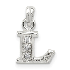 Sterling Silver CZ Letter L Initial Pendant QC6717L