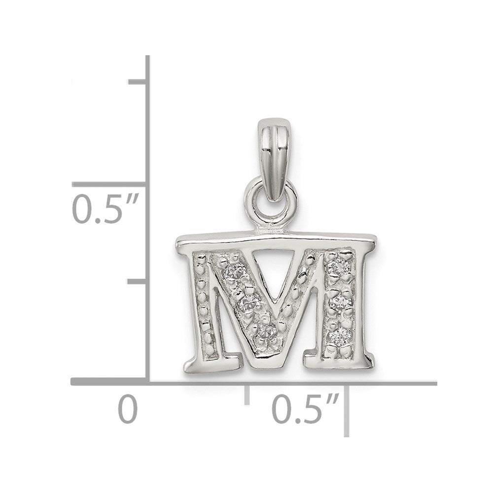 Sterling Silver CZ Letter M Initial Pendant QC6717M