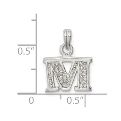 Sterling Silver CZ Letter M Initial Pendant QC6717M