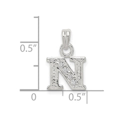 Sterling Silver CZ Letter N Initial Pendant QC6717N