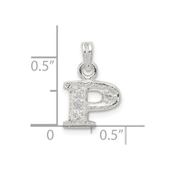 Sterling Silver CZ Letter P Initial Pendant QC6717P