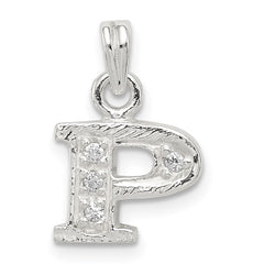 Sterling Silver CZ Letter P Initial Pendant QC6717P