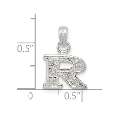 Sterling Silver CZ Letter R Initial Pendant QC6717R