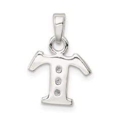 Sterling Silver CZ Letter T Initial Pendant QC6717T