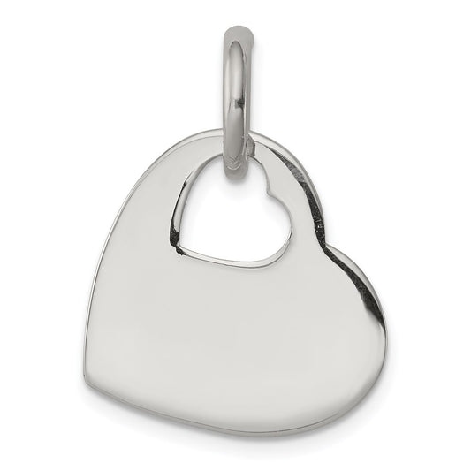 Sterling Silver Heart w/Cut Out Heart Charm QC6742