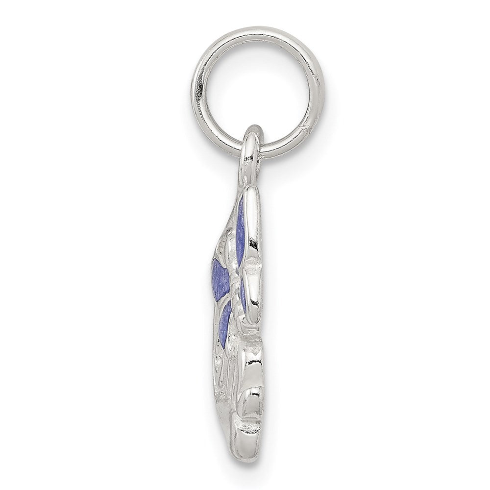 Sterling Silver Polished Mom Butterfly Enameled Charm QC6756