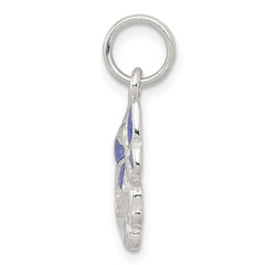 Sterling Silver Polished Mom Butterfly Enameled Charm QC6756