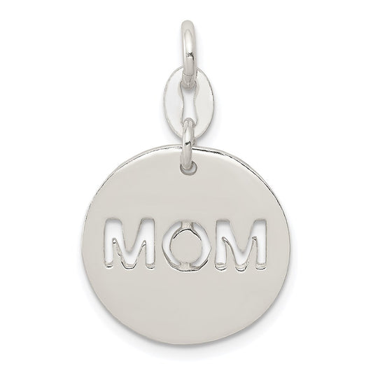 Sterling Silver Polished Circle Mom Charm QC6761