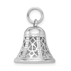 Sterling Silver Rhodium-platedPolished Movable Bell Charm QC6767