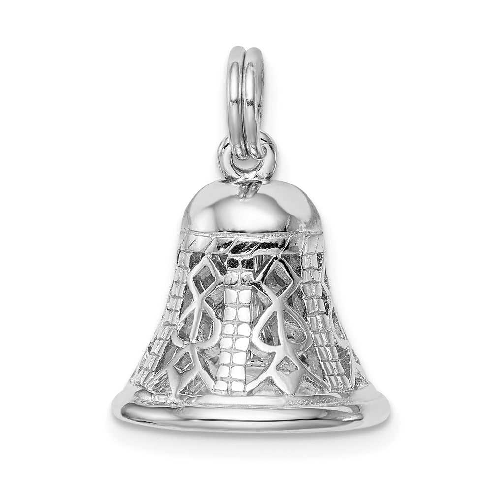 Sterling Silver Rhodium-platedPolished Movable Bell Charm QC6767